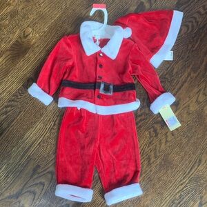 NWT Kids Christmas Santa 3pc Costume Outfit with TV matching hat -  3-6mo